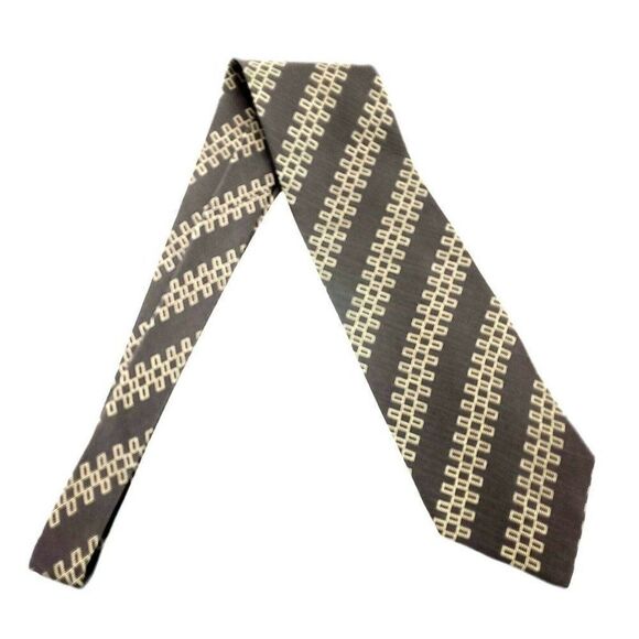 Giorgio Armani Cravatte Silk Tie Print Brown Short - Picture 7 of 7